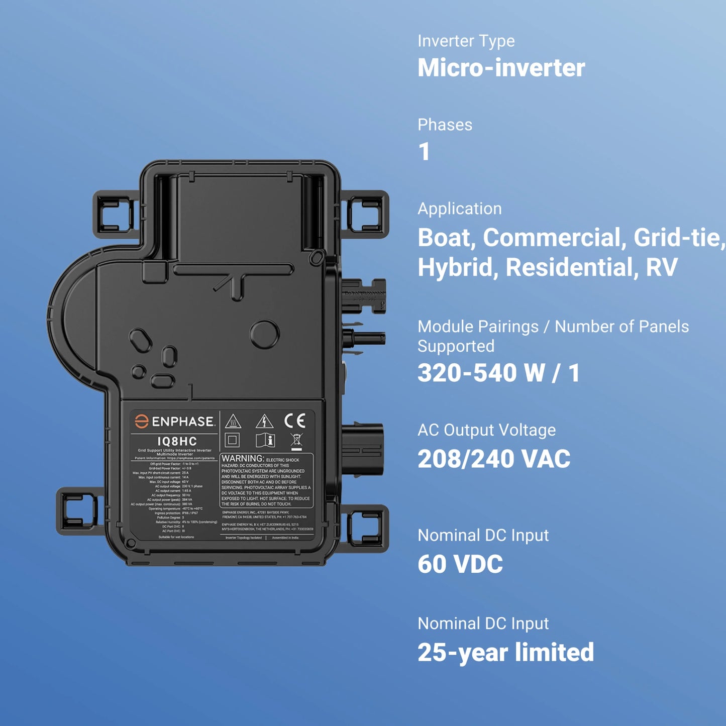Enphase IQ8HC Microinverter IQ8HC-72-M-US