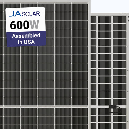 JA Solar 600W Solar Panel 144 Cell Bifacial JA-JAM72-D40-600MB Assembled in the USA