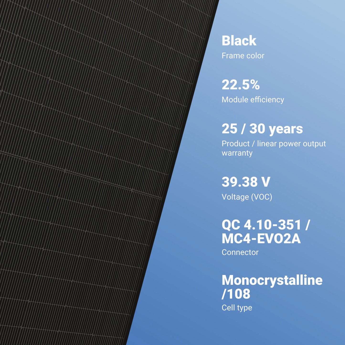 JA Solar 440W Solar Panel 108 Cell All-Black Bifacial JAM54D41-440/MB